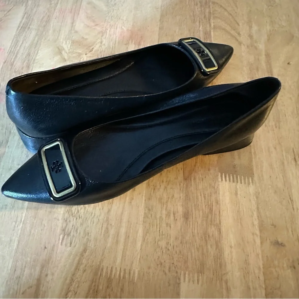 Tory Burch Georgia Pointed Toe Flat Black Shoes
